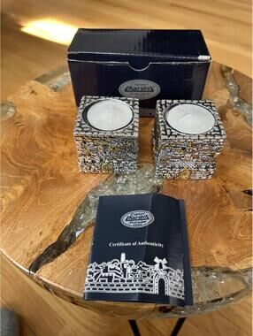Original Karshi Jerusalem Decorative Candle Holders .925 silver plated
